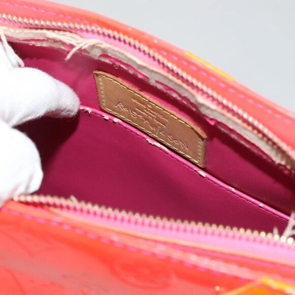 LOUIS VUITTON Monogram Vernis Fluo Houston Hand Bag Orange M91935 Auth 131452 - Picture 14 of 16